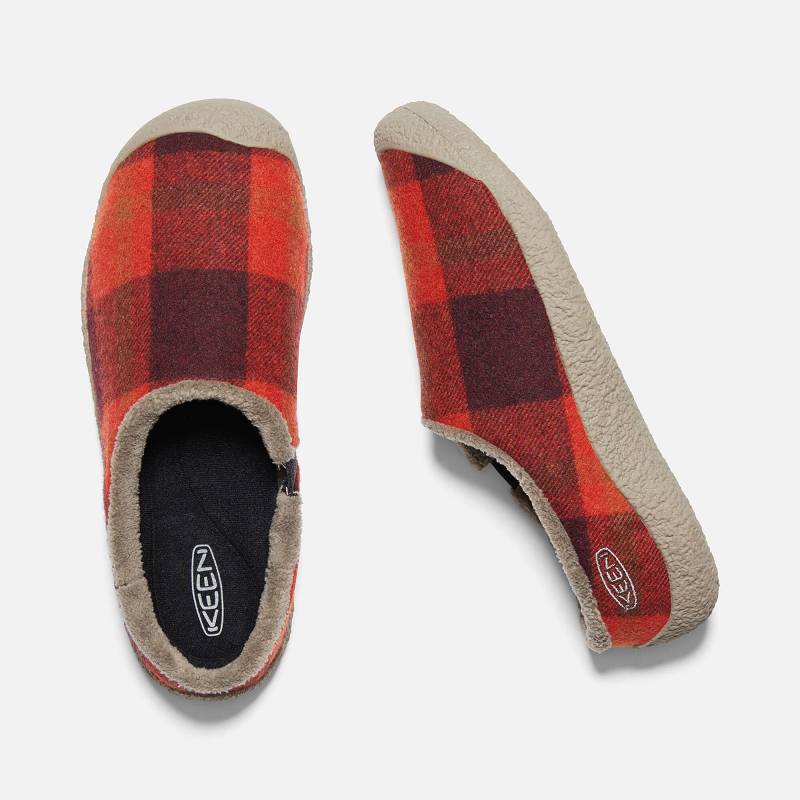 Keen Howser Hausschuhe Damen DE-19324 Red Plaid/Brindle - Keen Damenschuhe Rot